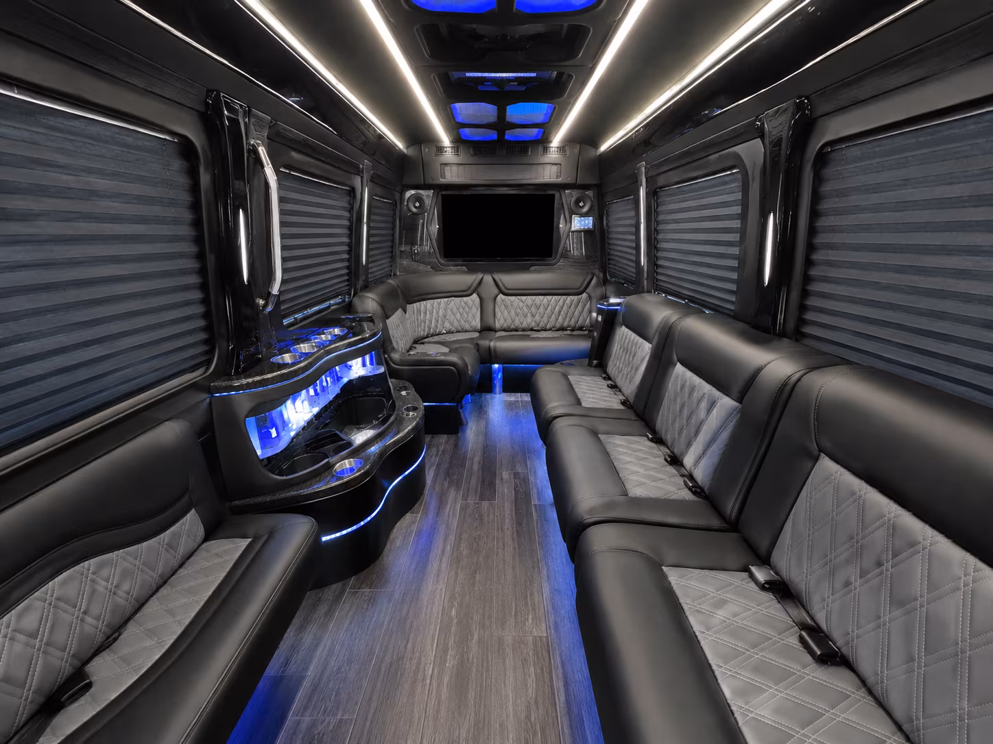 bartlett 30 passenger party bus inside