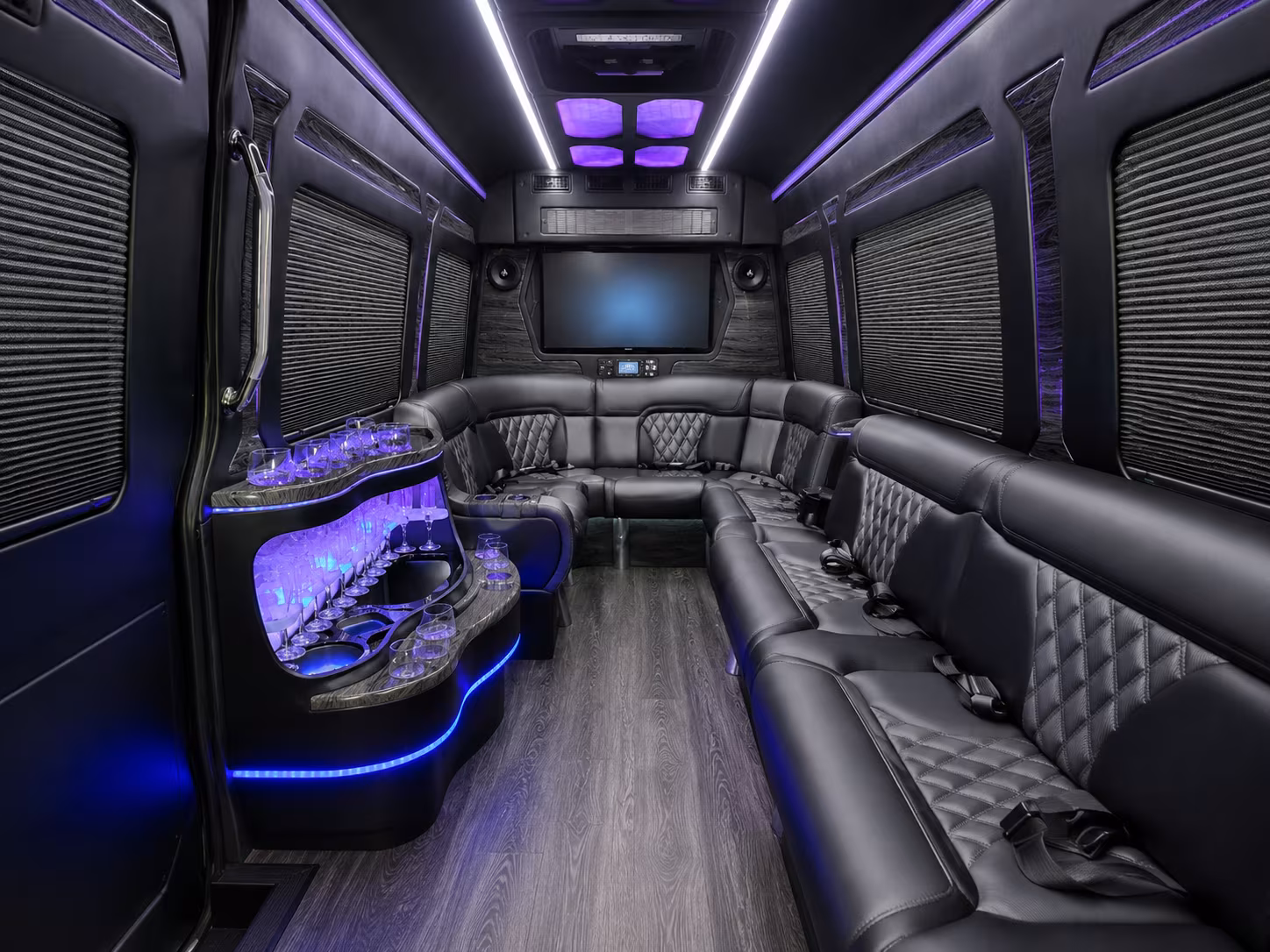 bartlett 30 passenger party bus interior